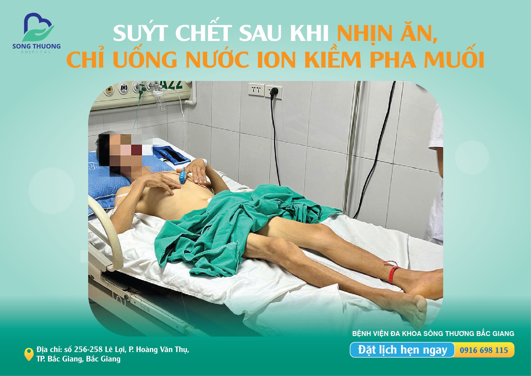 SUÝT CHẾT SAU KHI NHỊN ĂN, CHỈ UỐNG NƯỚC ION KIỀM PHA MUỐI